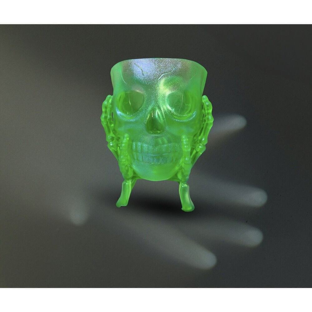 Halloween Skeleton Skull Spooky Snack Candy Bowl Green‎ NEW 7 Inch